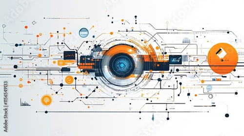 Eye representing the use of AI and automation in business, symbolizing the intersection of AI technologies, digital solutions, and the future of automated decision-making processes.