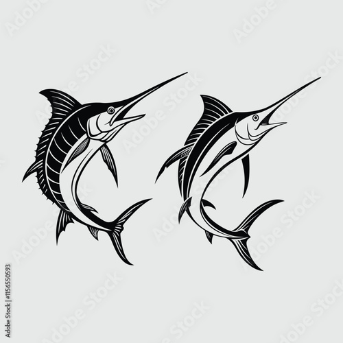 swordfish silhouette vector design art and illustration