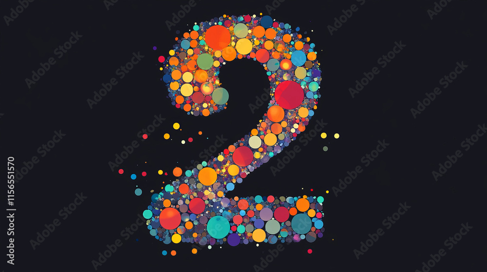 number 2 from the particles. The number 2 consists of circles and points. Vector illustration. number 2 from the particles. The number 2 consists of circles and points. Vector illustration.