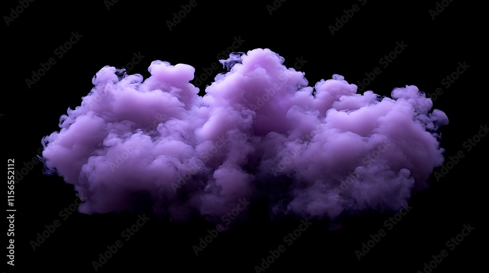 Fototapeta premium Ethereal Lavender Smoke Cloud: Striking 3D Render, Dark Background. AI Generated