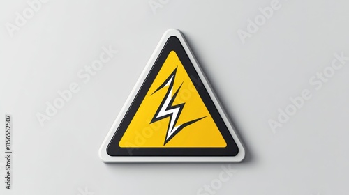 Free Download A sleek electrical hazard warning symbol with a thick black outline, featuring a sharp lightning bolt inside a yellow triangle on a white label - GFXLoad