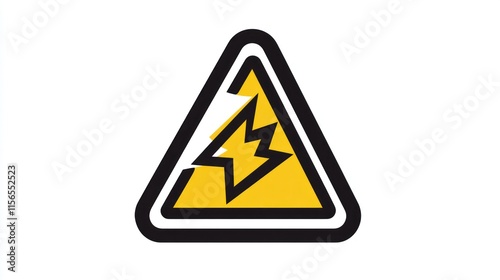 Free Download A sleek electrical hazard warning symbol with a thick black outline, featuring a sharp lightning bolt inside a yellow triangle on a white label - GFXLoad