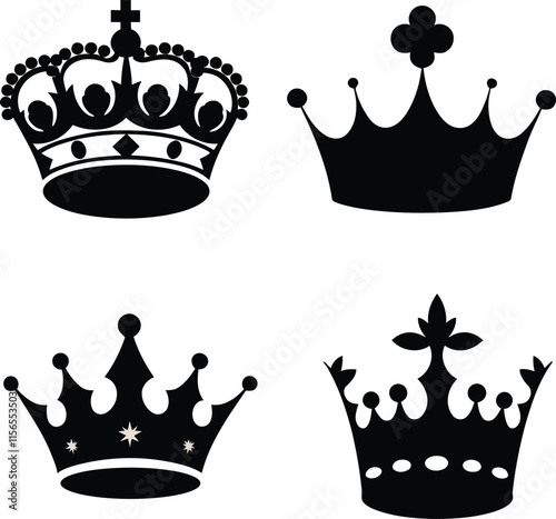 royal Queen crown silhouette vector