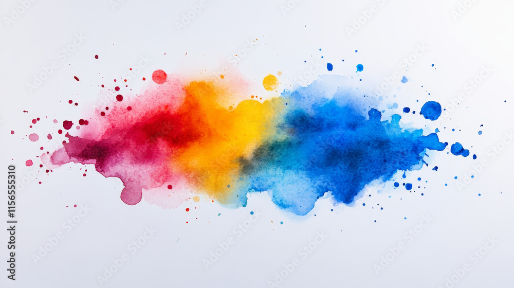 Vibrant watercolor splatter in red, yellow, and blue hues Vibrant watercolor splatter in red, yellow, and blue hues