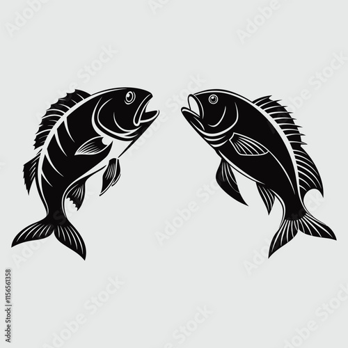 tilapia fish silhouette vector design art and illustration