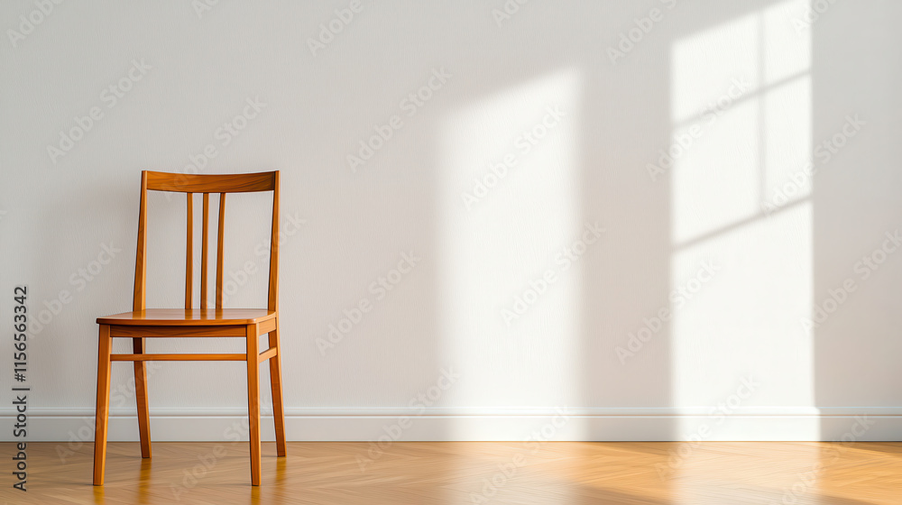 wooden chair in bright room shadows with Minimalist furniture rosewood concept wooden chair in bright room shadows with Minimalist furniture rosewood concept