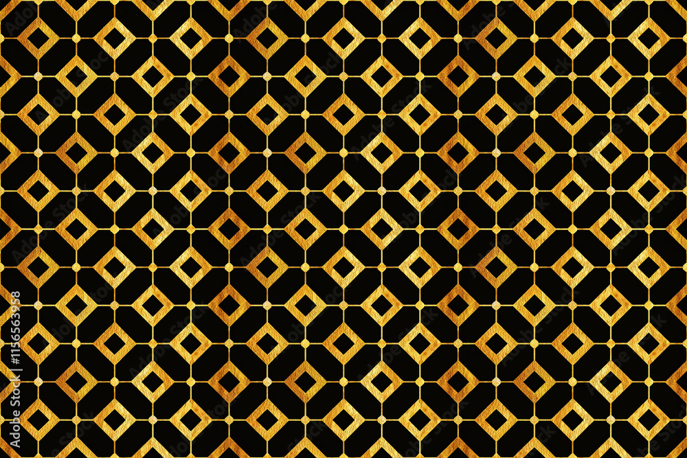 金色の幾何学模様シームレスパターン黒背景 金色の幾何学模様シームレスパターン黒背景