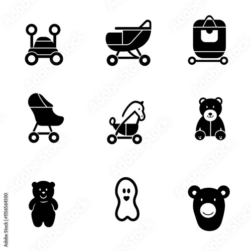 Newborn baby icons set
