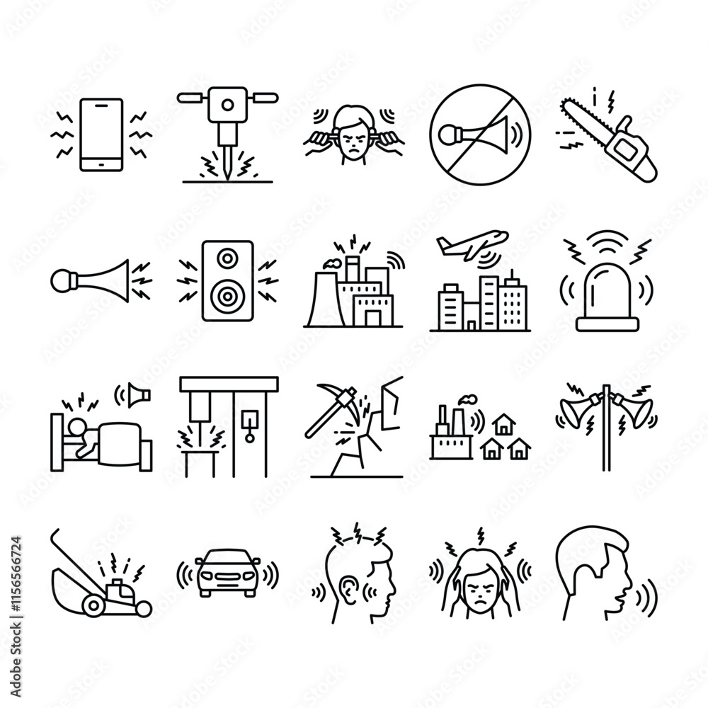 Foto Noise Pollution line icons