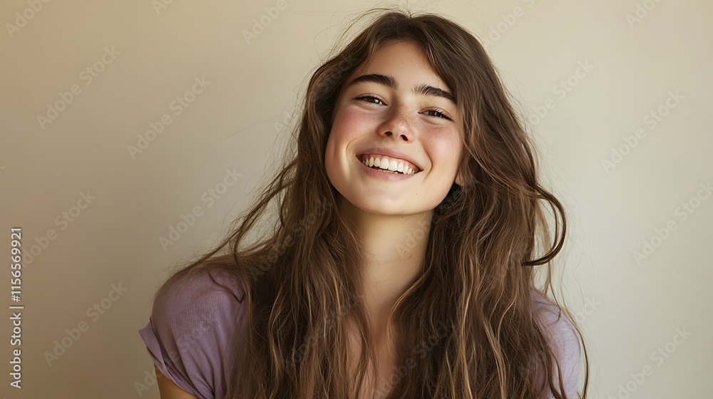 Young beautiful lady smiling to camera with solid color background ,happiness and beauty Young beautiful lady smiling to camera with solid color background ,happiness and beauty