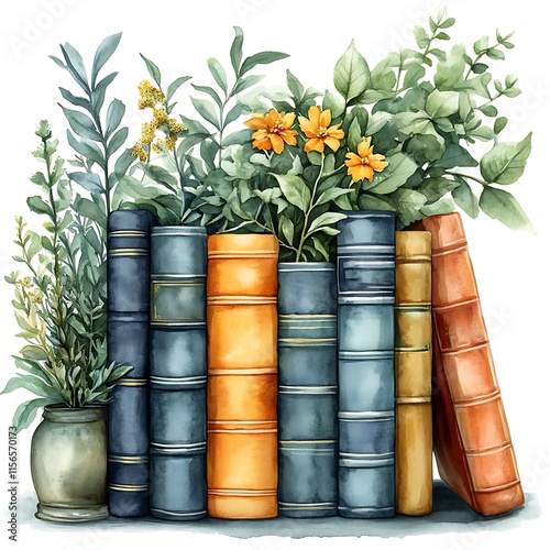 Floral books isolated on a white background, Floral books vector
