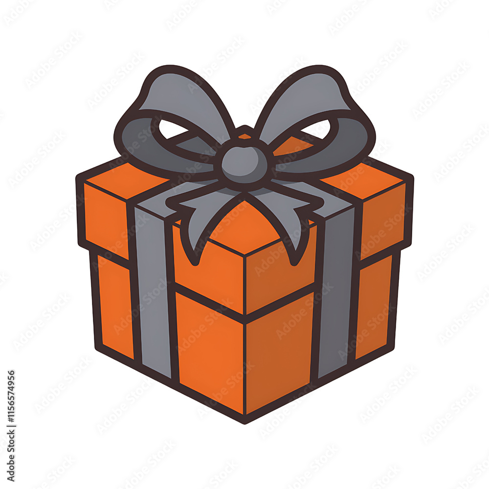 A Delightful Orange Gift Box with a Gray Ribbon isolated on transparent background A Delightful Orange Gift Box with a Gray Ribbon isolated on transparent background