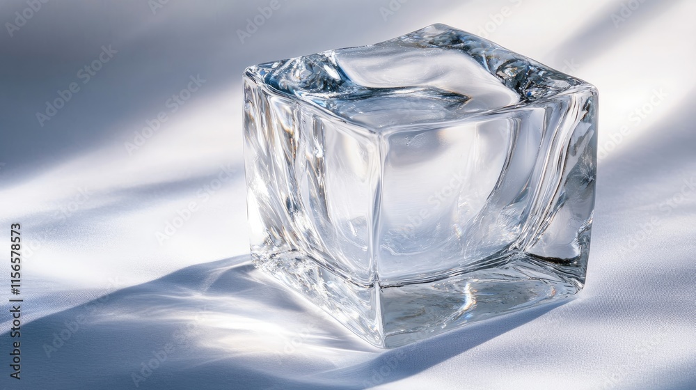 Crystal Clear Ice Cube with Natural Glacial Form and Ample Copy Space for Custom Text Display