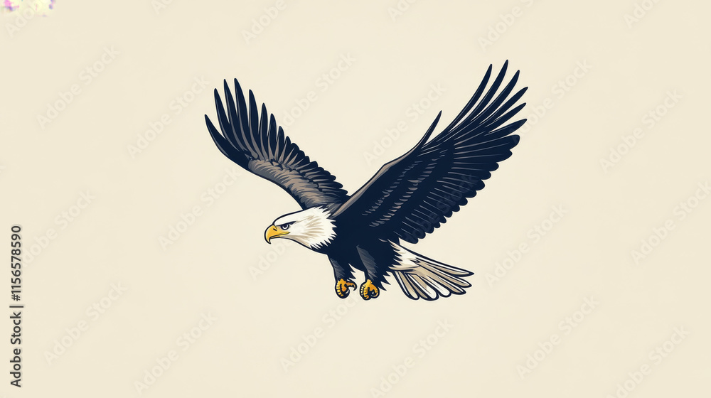 Fototapeta premium Vector logo eagle. The eagle soars above the inscription. Brand logo