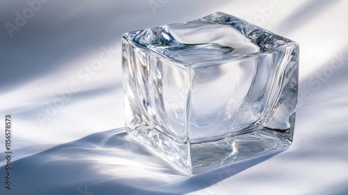 Crystal Clear Ice Cube with Natural Glacial Form and Ample Copy Space for Custom Text Display