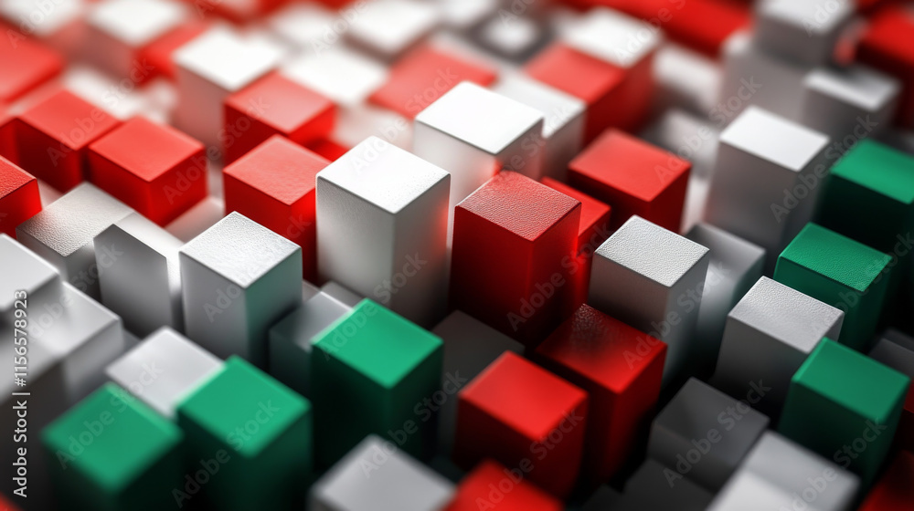the flag of Indonesia consisting of cubes the flag of Indonesia consisting of cubes