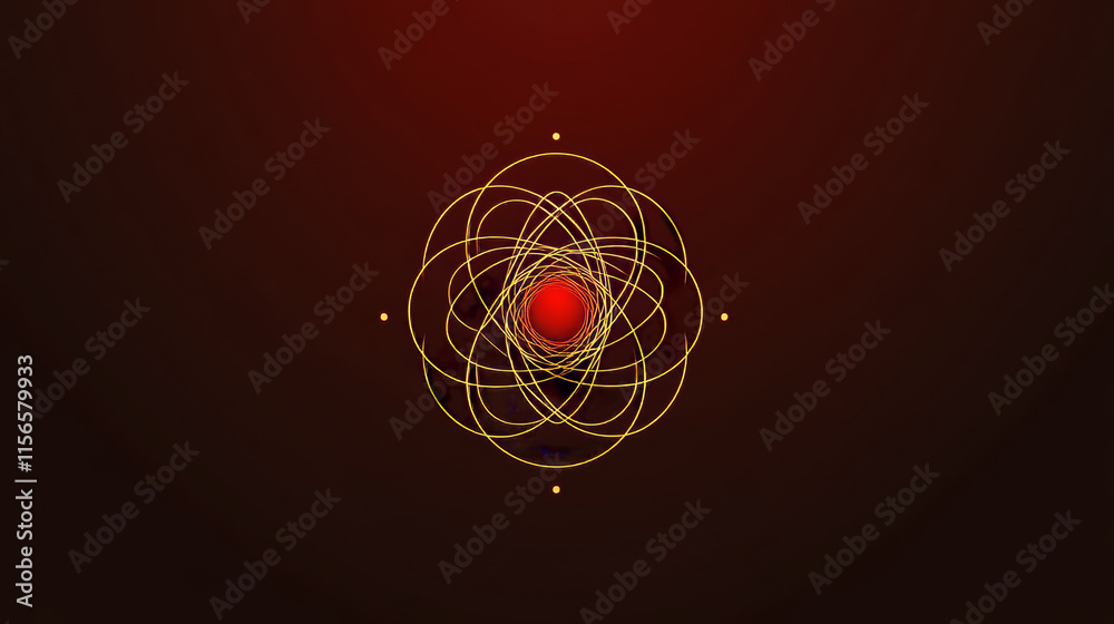 Fototapeta premium Vector logo physics. The atom and the electrons. Red style