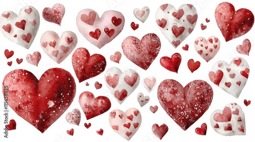 A colorful assortment of hearts in various sizes and shades, perfect for expressing love and affection.