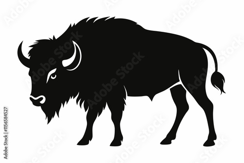 American bison silhouette icon vector