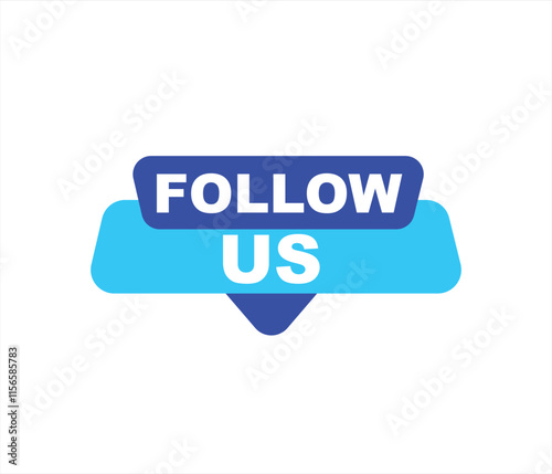 Follow us vector banner on white background Isolated icon for following  social media
sign Button on white background.square speech bubble.
