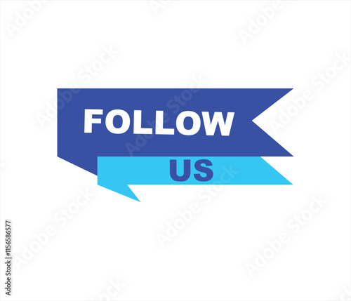 Follow us vector banner on white background Isolated icon for following  social media
sign Button on white background.square speech bubble.
