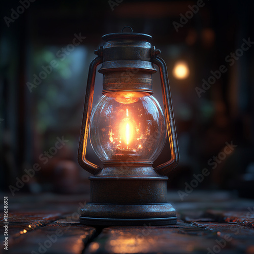 3d Cute Render Antique Lamp Soft Candleligh photo