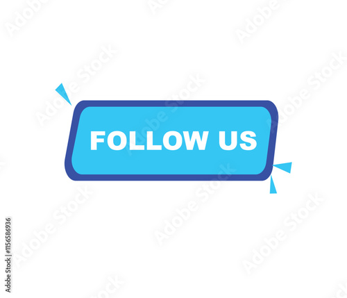 Follow us vector banner on white background Isolated icon for following  social media
sign Button on white background.square speech bubble.
