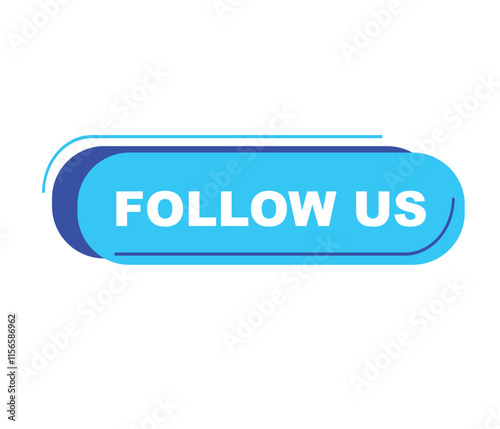 Follow us vector banner on white background Isolated icon for following  social media
sign Button on white background.square speech bubble.

