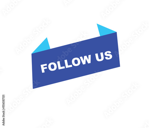 Follow us vector banner on white background Isolated icon for following  social media
sign Button on white background.square speech bubble.
