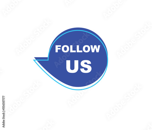 Follow us vector banner on white background Isolated icon for following  social media
sign Button on white background.square speech bubble.
