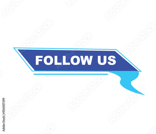 Follow us vector banner on white background Isolated icon for following  social media
sign Button on white background.square speech bubble.
