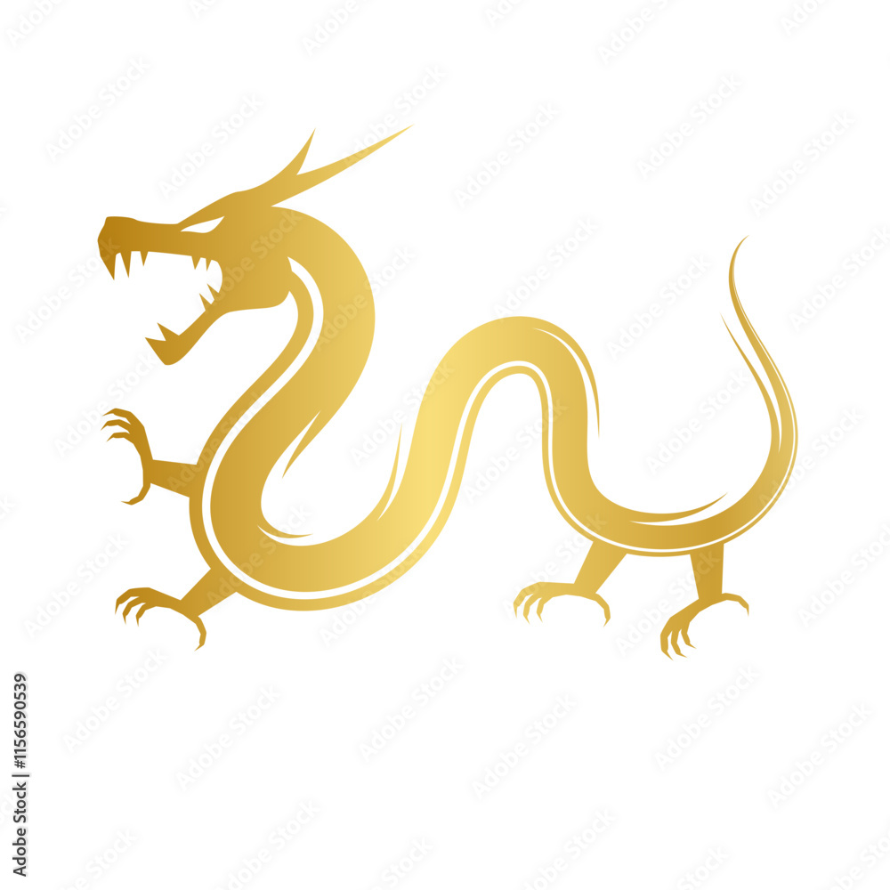 Obraz premium Chinese Gold Dragon Illustration