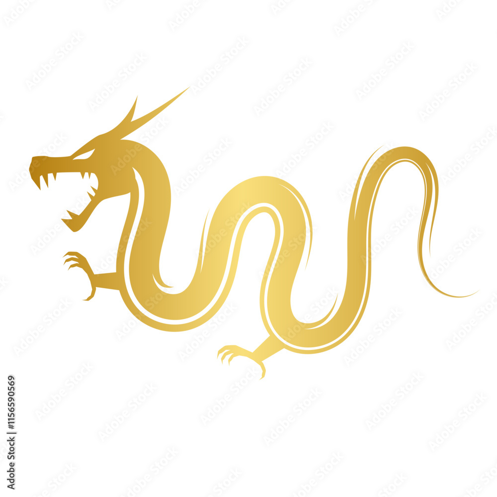 Obraz premium Chinese Gold Dragon Illustration