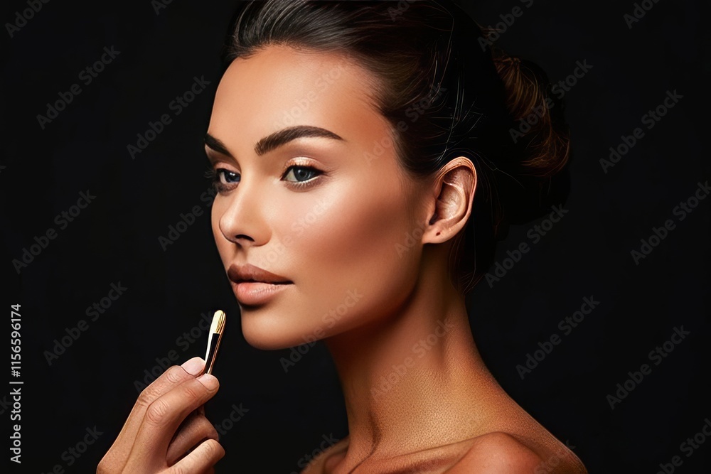 demonstration of contouring cheekbones with a brush demonstration of contouring cheekbones with a brush