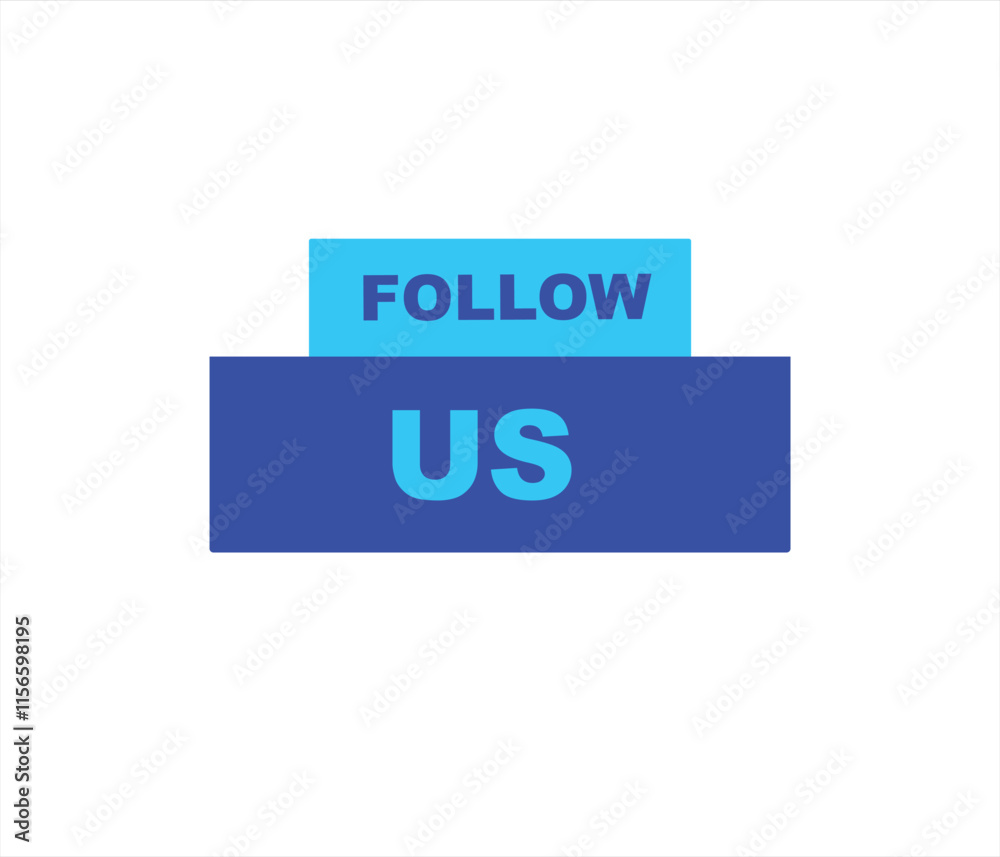 Follow us vector banner on white background Isolated icon for following  social media
sign Button on white background.square speech bubble.
