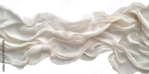 cream draped fabric on white background