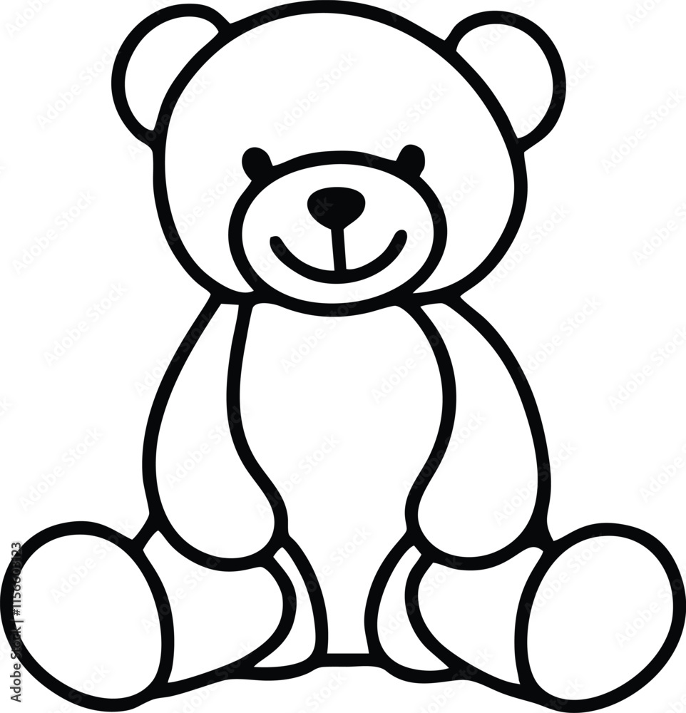 Obraz premium Teddy Bear line vector illustration white background