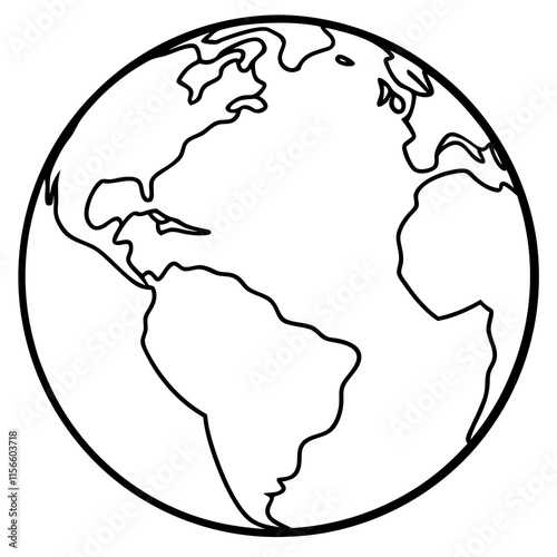 Earth Globe Line Art Vector Illustration