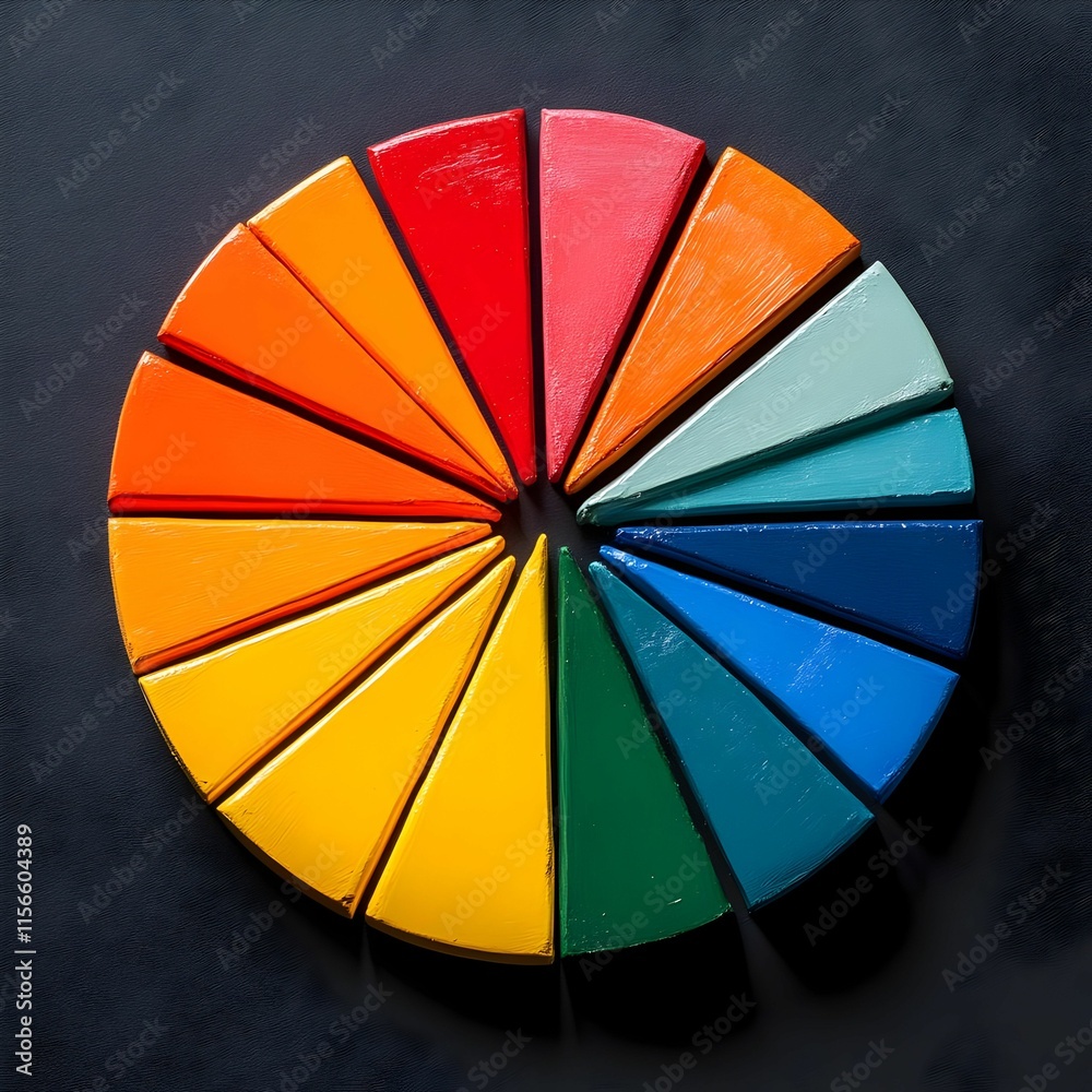 Fototapeta premium Vibrant Color Wheel Display of Triangular Paint Sections