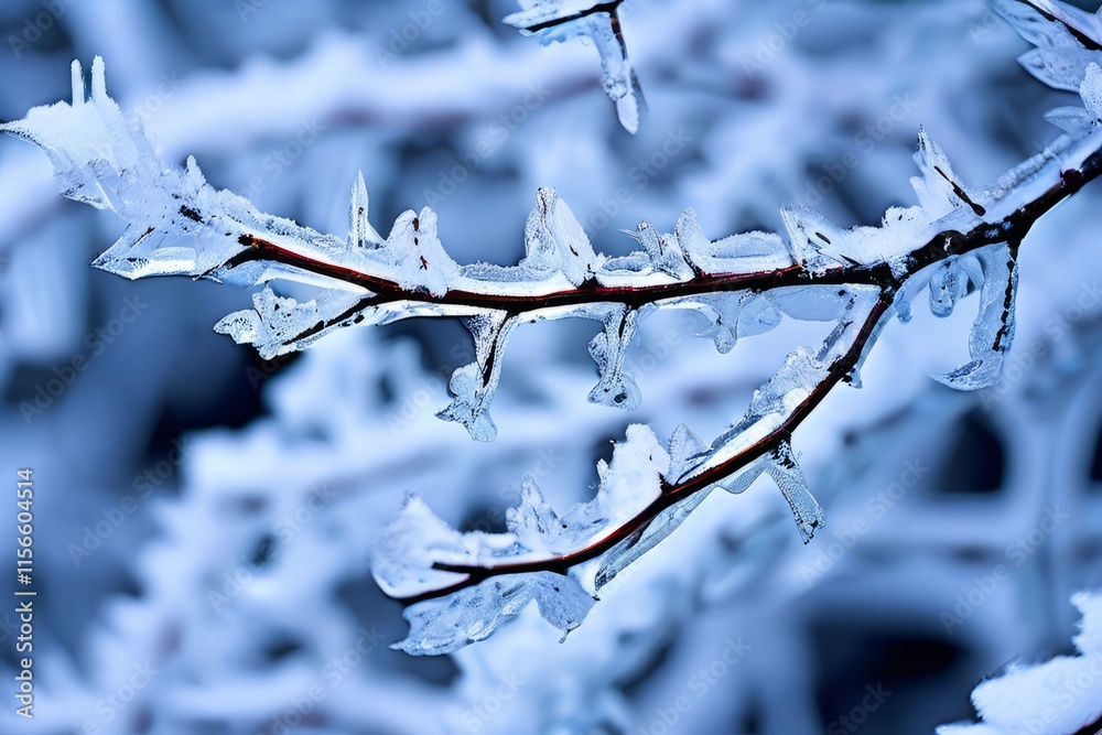 Obraz premium complex pattern of ice covered twigs