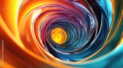 Abstract Swirling Vortex of Vibrant Hues: A Digital Artwork