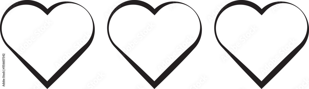 Red and black heart icons set. Heart icon. Different simple vector hearts and love.