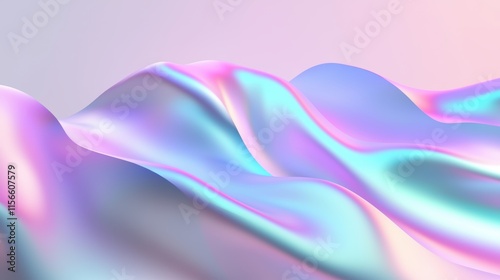 Wallpaper Mural A smooth, iridescent wave of fabric in pastel colors, reflecting light and creating a serene, dreamy atmosphere. Torontodigital.ca