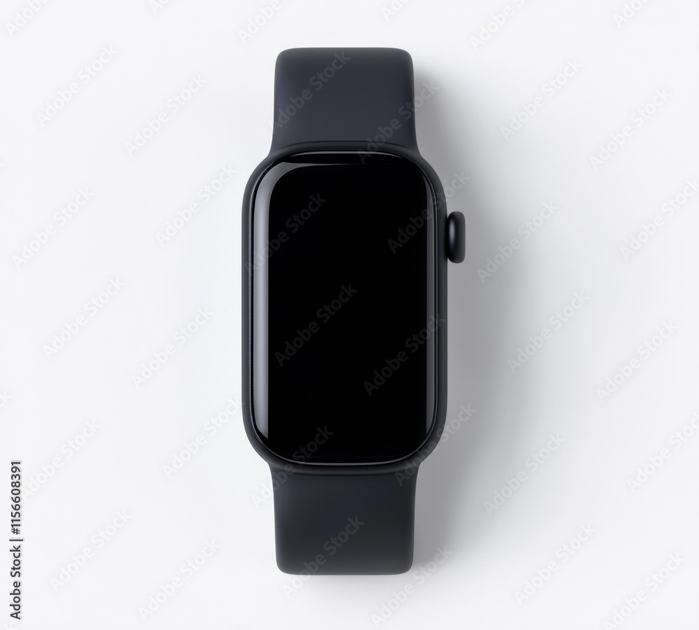 Sleek Black Smartwatch with Minimalist Design on Gray Background Sleek Black Smartwatch with Minimalist Design on Gray Background