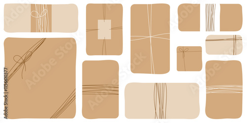 Gift box design in vector with white background, featuring craft wrapping and a white and brown bow.