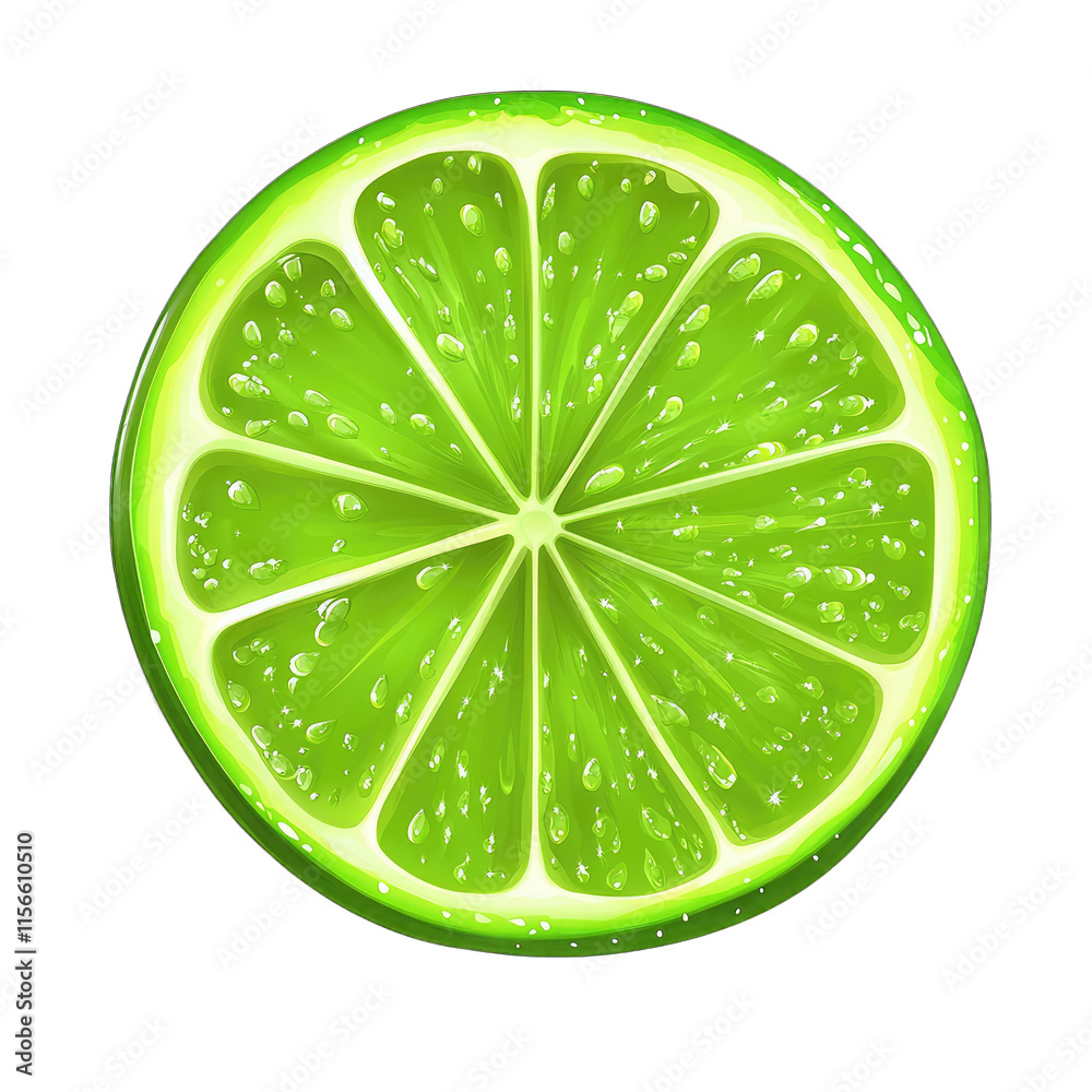 A bright slice of lime, isolated on a transparent PNG white background A bright slice of lime, isolated on a transparent PNG white background