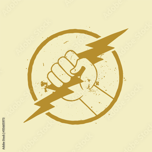 hand holding thunder silhouette logo