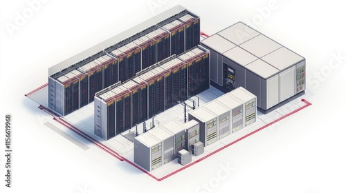Modern Data Center Infrastructure: High-Performance Computing Servers and Network Equipment