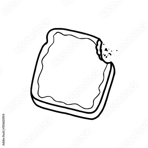a line art drawing of a piece of toast illustration