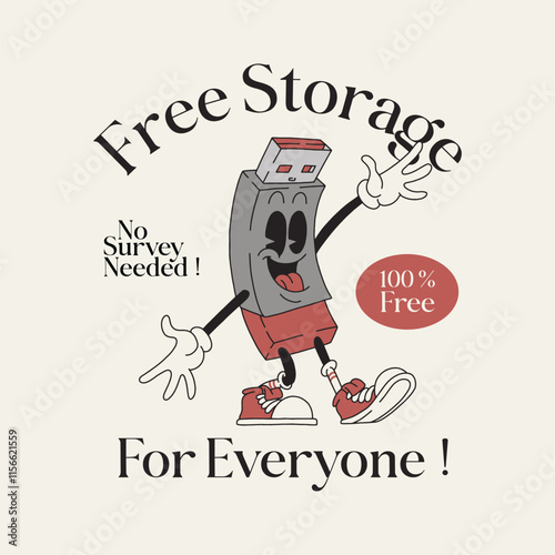 cheerful flash disk retro cartoon mascot
